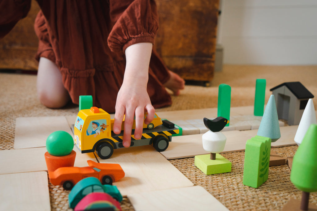 wooden toy stacking cars