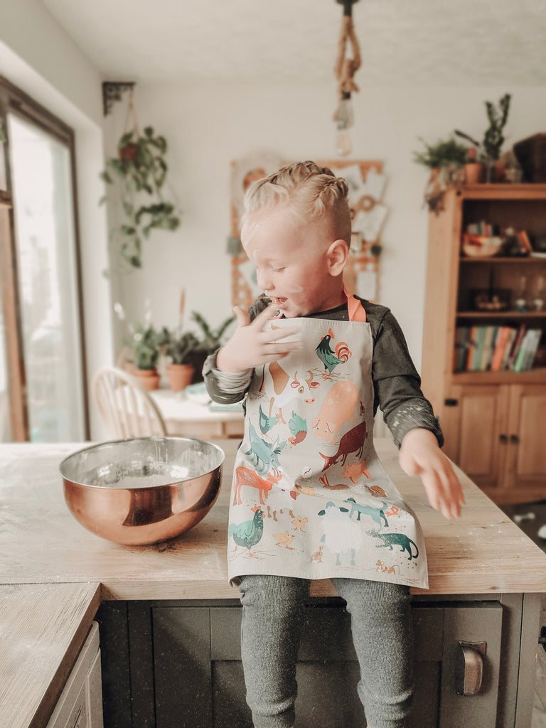 ThreadBear Design Biodegradable farm print apron with wipe clean surface