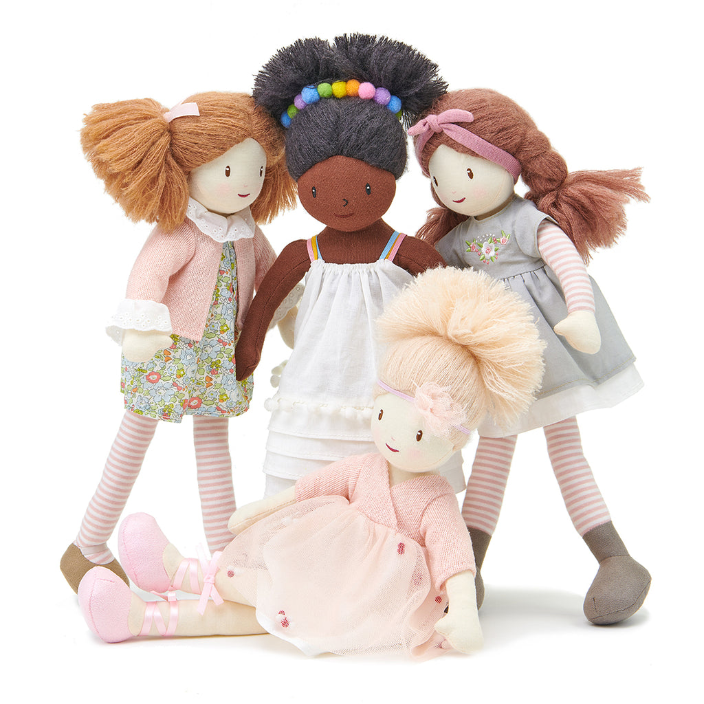 plastic-free sustainable toy Threadbear ballerina rag doll soft for children with blonde hair and dress