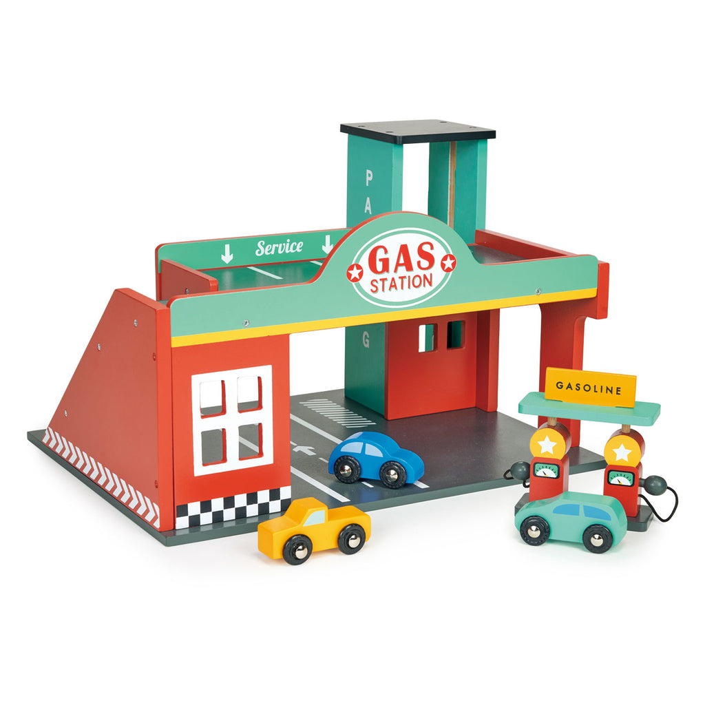 wooden mentari petrol gas station toy