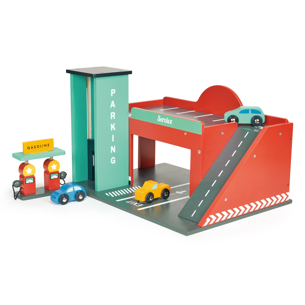 wooden mentari petrol gas station toy