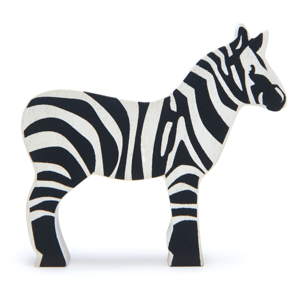 Tender Leaf wooden zebra toy in black and white stripe
