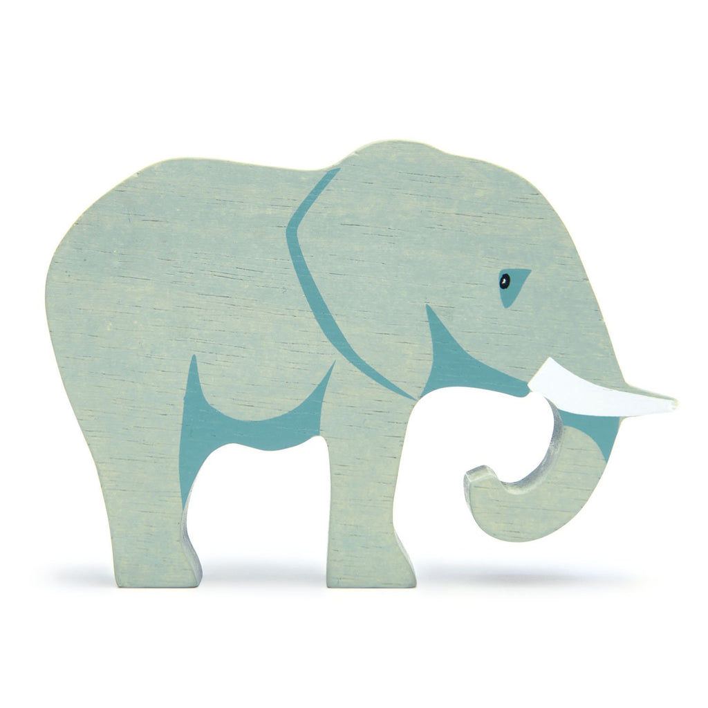 Tender Leaf wooden elephant toy in blue grey