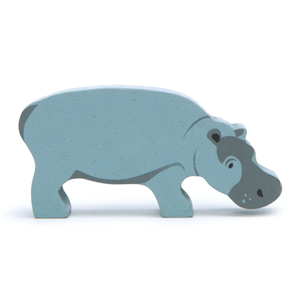 Tender Leaf wooden hippo toy in grey