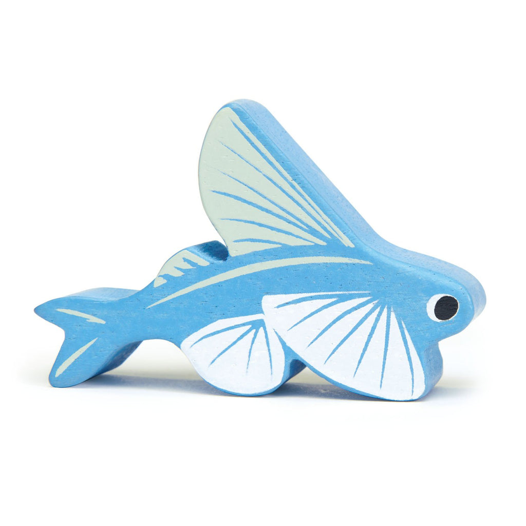 Tender Leaf wooden flying fish animal toy in blue