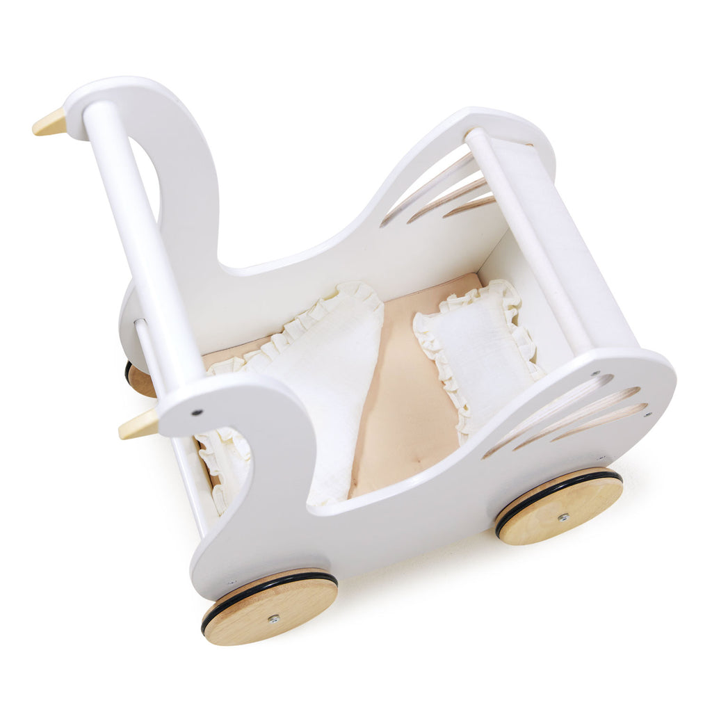 swan pram toy for children in white