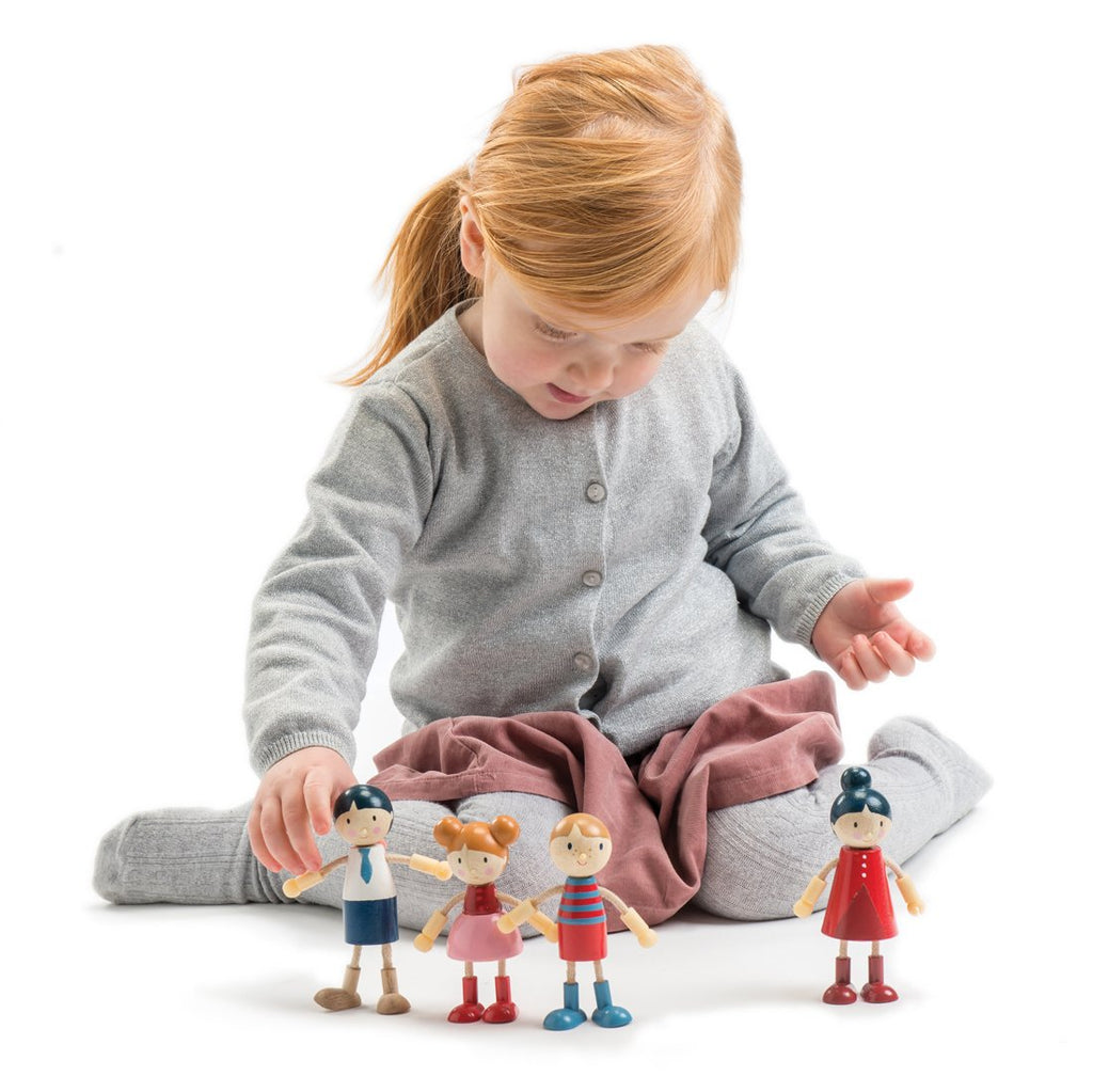 tender leaf toys wooden doll family with flexible arms and legs