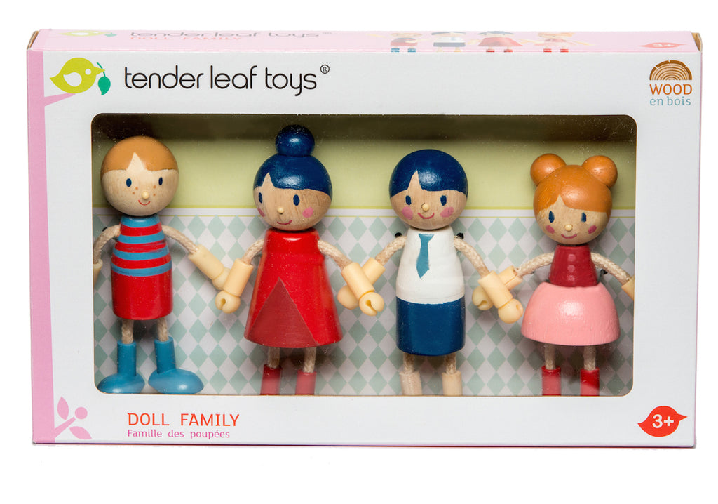 tender leaf toys wooden doll family with flexible arms and legs