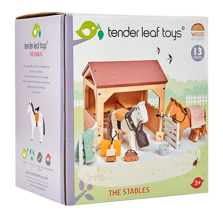 Tender Leaf Toys Wooden Dolls House Furniture Stables And Horses