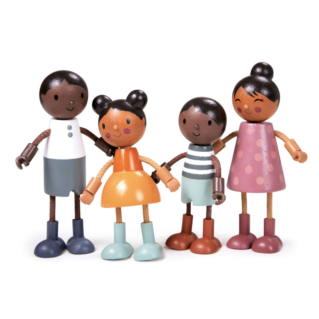 tenderleaf wood toy dolls for pretend play with children included mum dad daughter and son