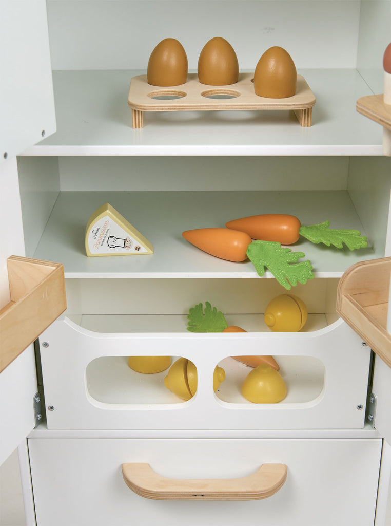 tenderleaf wooden toy fridge freezer kitchen play set sustainable gifts for children