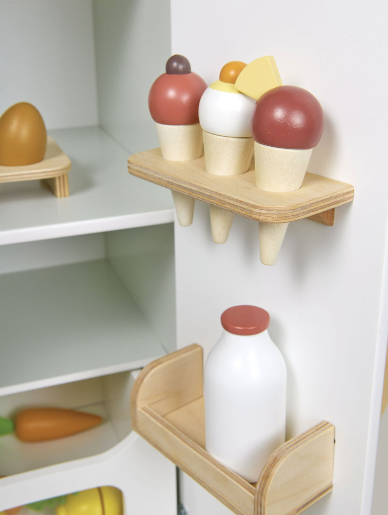 tenderleaf wooden toy fridge freezer kitchen play set sustainable gifts for children