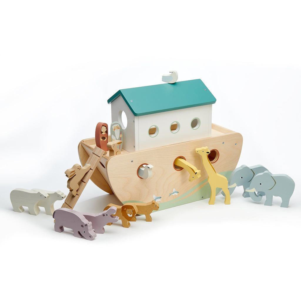 Tender Leaf wooden toys Noahs ark with lots of animal accessories