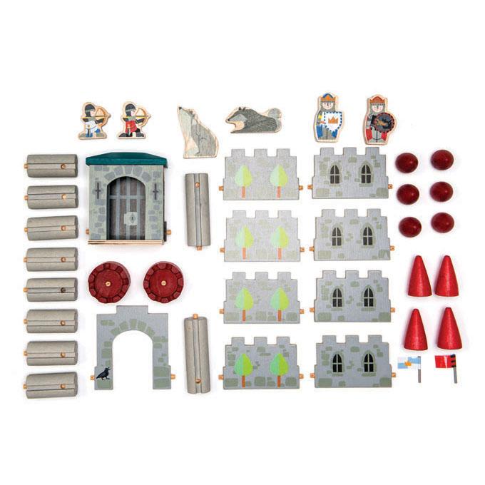 Tender Leaf Toys wooden castle building set with 40 modular pieces