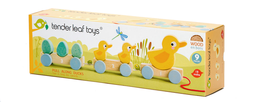 Tender Leaf Wooden pull along toy ducks gift for toddlers