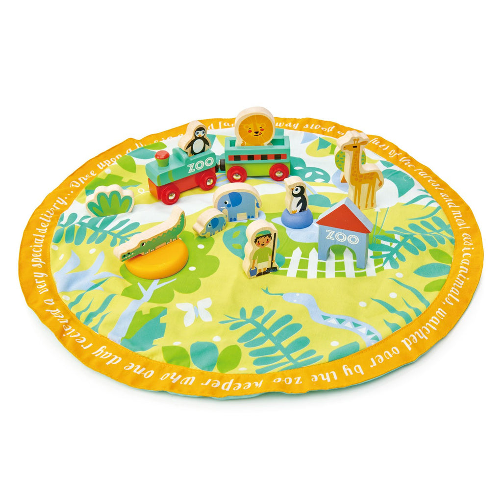 Tender Leaf Toys wooden and fabric safari park story bag with characters