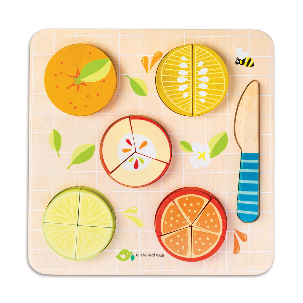 tender leaf wooden toys educational fruit fraction games for children