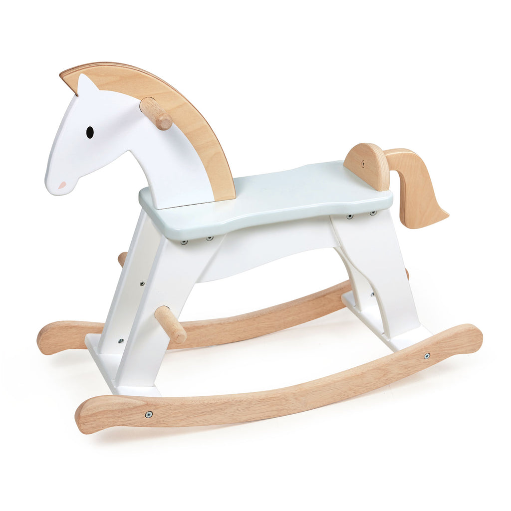 Tenderleaf toys wooden luxury premium rocking horse in white