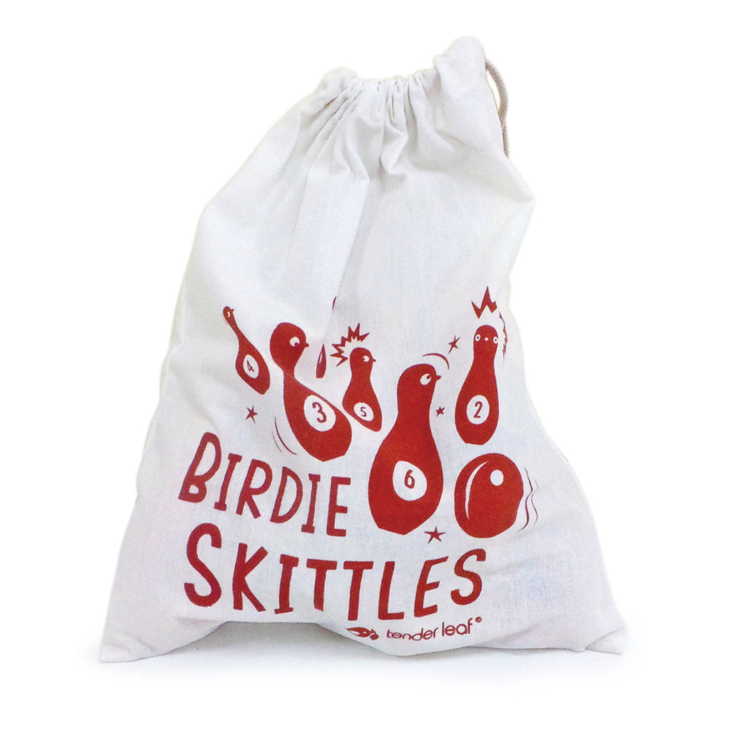 wooden toy bird themed skittles for children