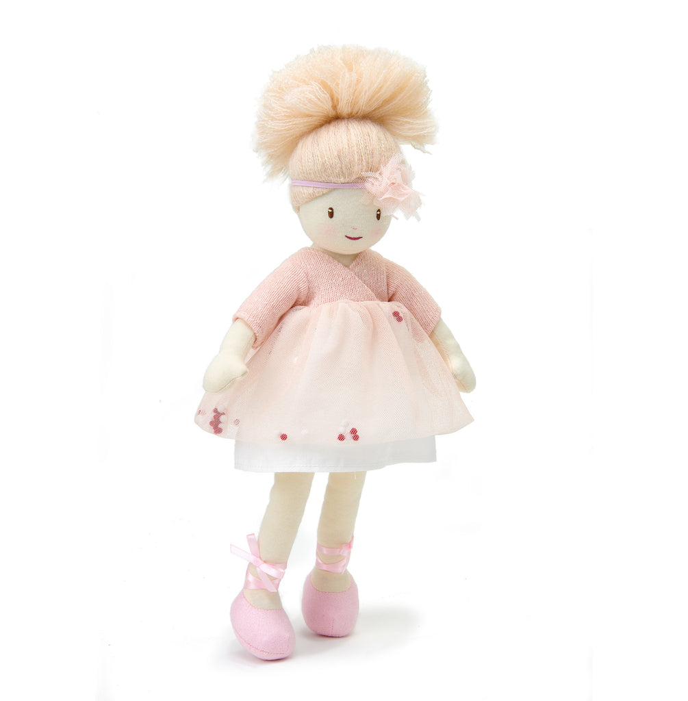 plastic-free sustainable toy Threadbear ballerina rag doll soft for children with blonde hair and dress