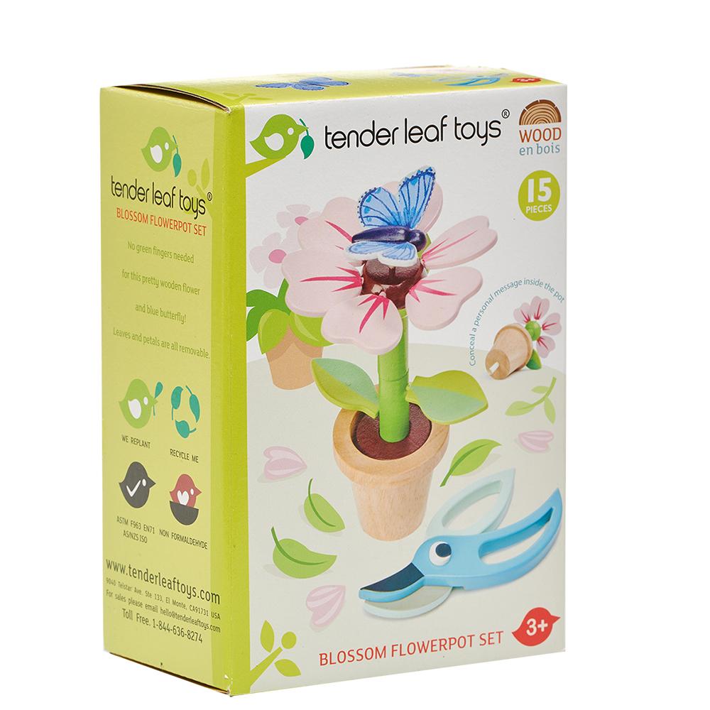 Tender Leaf wooden toy flower pot with butterfly