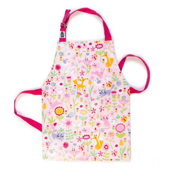 ThreadBear Design Biodegradable Aprons with flower garden design in pink