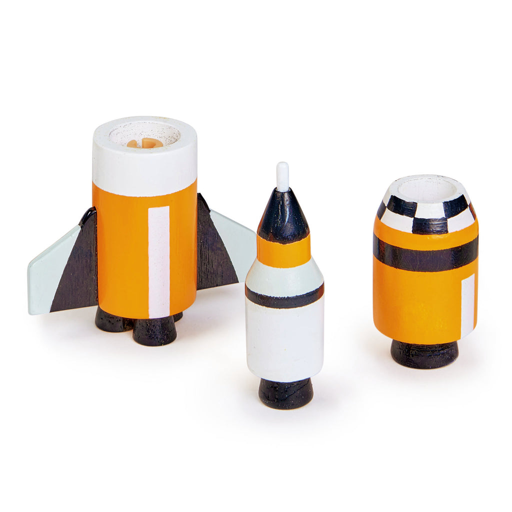 wooden toy space vehicle set for children