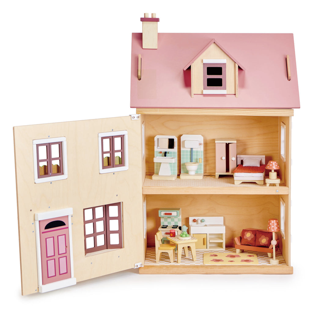 Tender Leaf Toys wooden dolls house with furniture