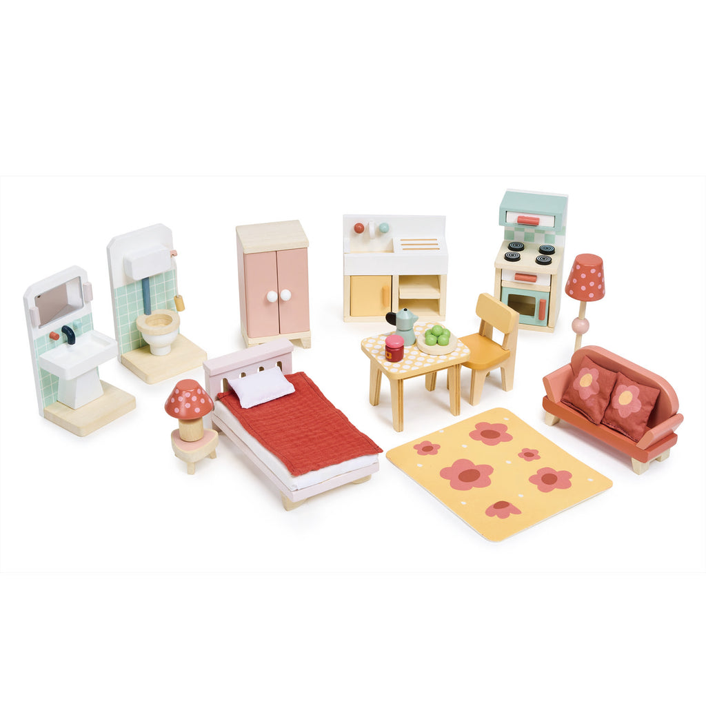 Tender Leaf Toys wooden dolls house with furniture