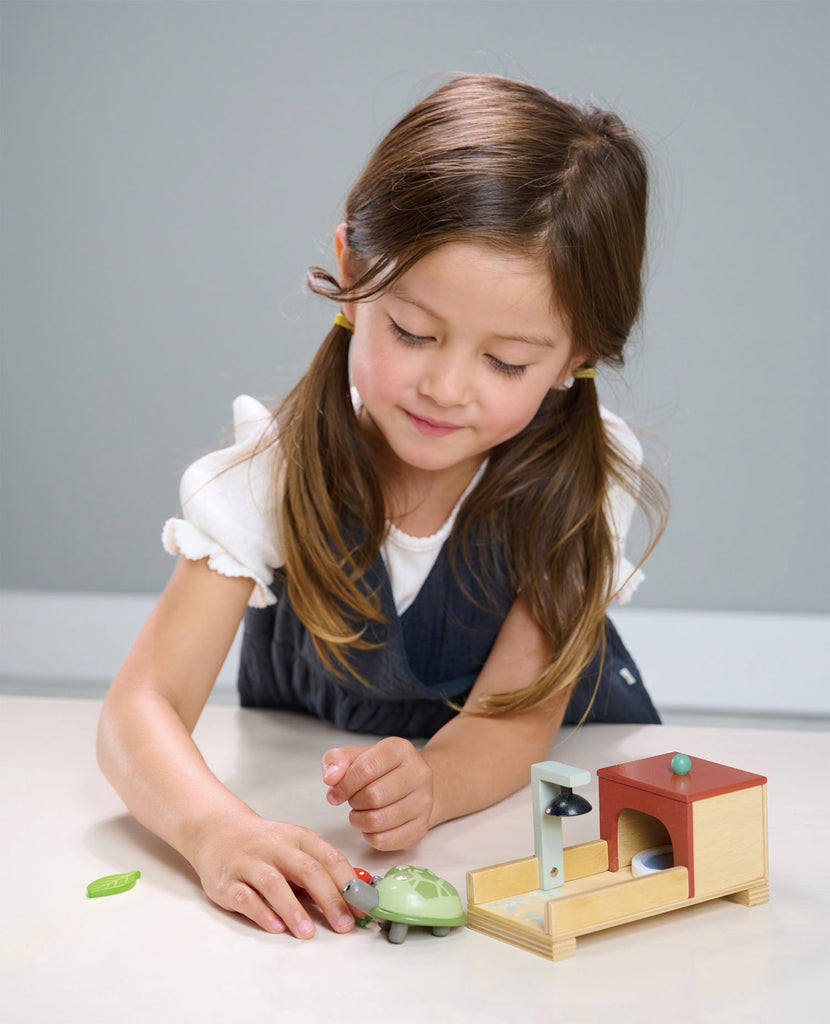 tender leaf toys wooden tortoise pet set dolls house accessory