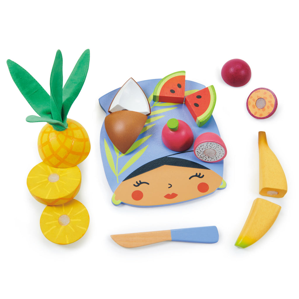 tender leaf toys wooden tropical fruit chopping board