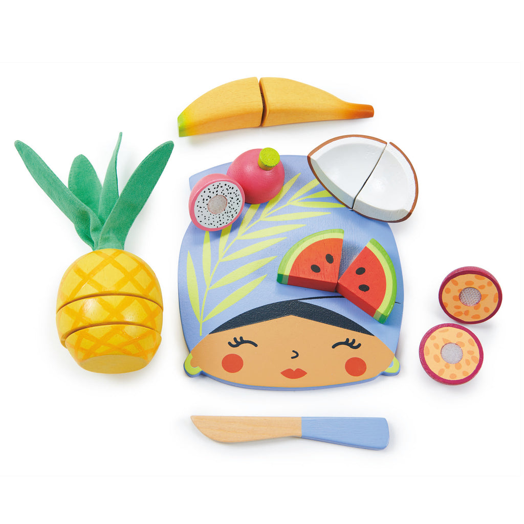 tender leaf toys wooden tropical fruit chopping board